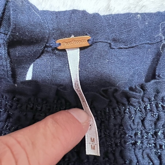 Free People Navy Floral Embroidered Top - Picture 3 of 7